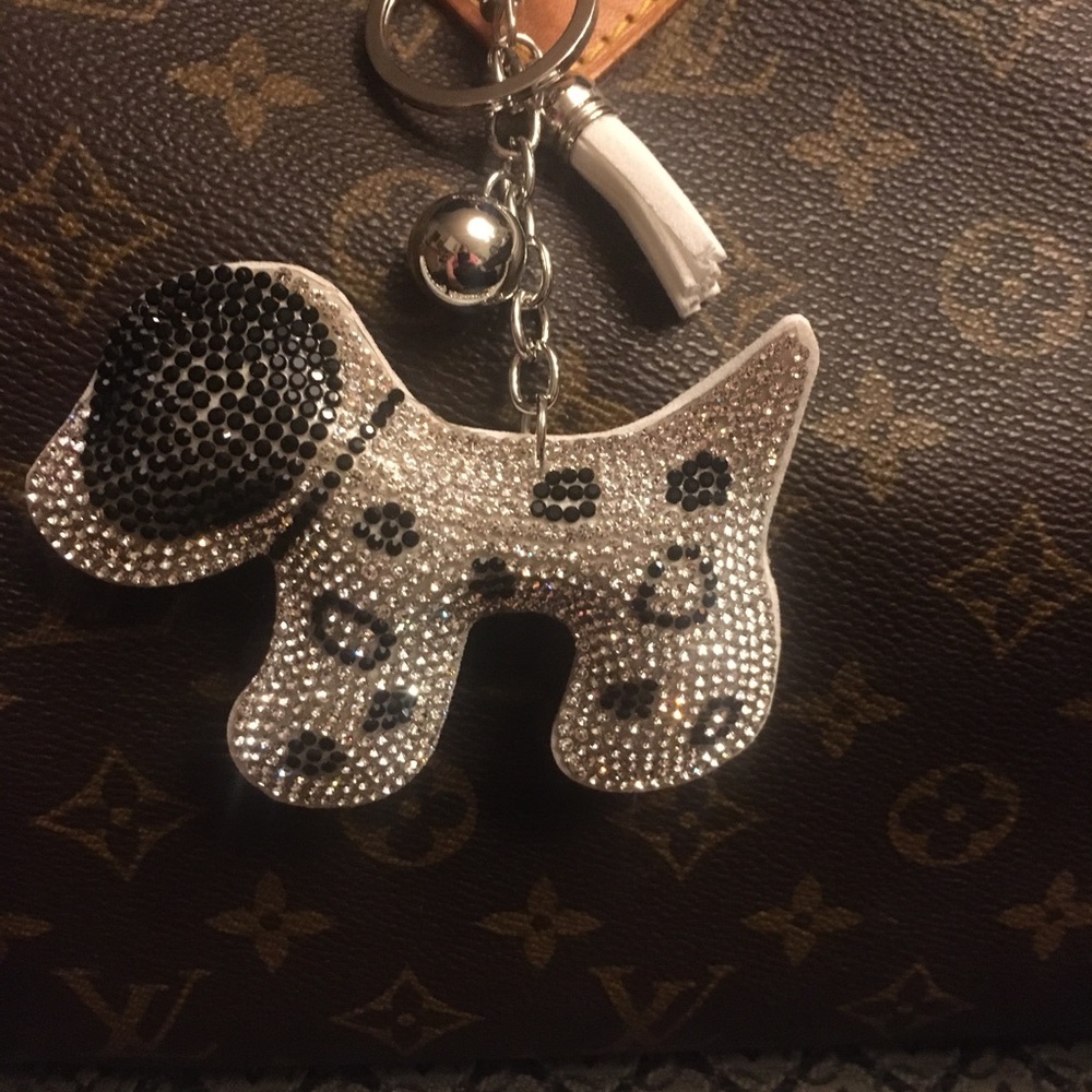 Purse Bling DOG charm black silver clip on bag Very sparkly!! - Picture 6 of 6